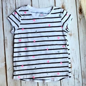 Toddler Girls Striped Heart T-Shirt, Size 2-4